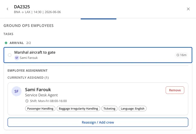 Screenshot: Predictive task assignment interface