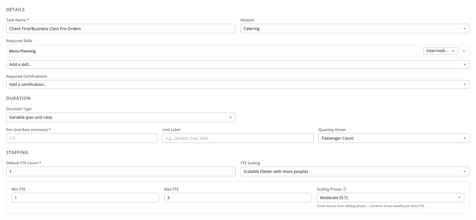 Screenshot: Task creation interface